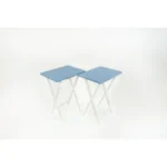 Modern Solid Wood Folding Tray Tables, Set of 2, Seaside (Shipment from Walmart) - Image 2