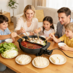 6L Large Capacity Electric Hot Pot with Divider, 5 Gear Adjustable Temperature Non-Stick Electric Cooker, Multifunctional Fondue Pot for 3-6 People with Cooking Tools - Image 8