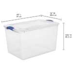 Large Latching Storage Bin, 66 Quart Clear Plastic Storage Container with Clear Lid, Blue Latch, 6 Pack (Shipment from Walmart) - Image 2