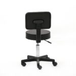 Round Shape Plastic Adjustable Salon Stool with Back Black - Image 16