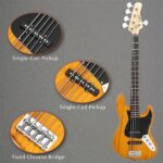 [Do Not Sell on Amazon] Gjazz Electric 5 String Bass Guitar Full Size Bag Strap Pick Connector Wrench Tool Transparent Yellow - Image 23
