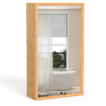 14"×5.5"×24" Bamboo Bathroom Medicine Cabinet with Mirror, Wall Mounted Storage Organizer