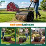 27"×16" Lawn Fertilizer Spreader with Diamond Mesh Clump-Free Garden Compost Spreader - Black - Image 8