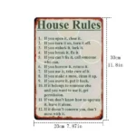 CIFbuy 2D Flat House Rules Aluminum Sign Vintage Rustic Wall Art Decor for Home Bar Garage Club Restaurant Cafe 8x12 Inches (TikTok, temu pick-up service) - Image 2