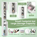 Slim Tall Bathroom Storage Cabinet 8" x 8" x 71" Narrow Floor Organizer with Adjustable Shelves - Image 10