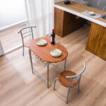 Same Code 35204938 Brown Wood Grain PVC Breakfast Table (One Table and Two Chairs) - Image 47