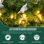 48in Pre-lit Christmas Wreath, Lighted Artificial Xmas Wreath with 150 Cold & Warm White Lights and 450 PVC Tips and DIY Ornaments, for Front Door Gate Wall Xmas Party Decorations, Light Green - Image 2
