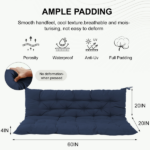 Outdoor Swing Cushions 60 Inch, Waterproof 4" Thick Porch Swing Cushion Replacement with Backrest and Ties, Comfortable 2-3 Seat Pation Swing Pad for Backyard, Garden, Lawn, Outdoor Furniture dark blue - Image 4