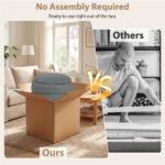 Round Rotating Storage Footstool with Solid Wood Frame, No Assembly Required Makeup Chair with 5.5 Gal Storage-Gray - Image 7