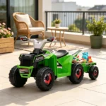 Green 6V Toddler Electric Vehicle – with Toy-Carrying Back Trailer, Gentle Forward & Backward, Durable Wear-Resistant Wheels 18-36 Months - Image 6