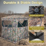 Stealth Hunting Tent with Pop-up Design, 150D Flame-Retardant Blackout Cloth (UV50+ & Waterproof), Fiber Glass Frame - Image 7