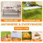 6' Folding Table Portable Plastic Indoor Outdoor Picnic Party Dining Camping Tables - Image 76
