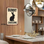 CIFbuy Vintage | 2D Flat Bunny Crossing Metal Sign 8x12Inch(20x30cm), Rustic Iron Art Silhouette Wall Decor, Waterproof Ru TikTok, TikTok, u Self-pickup Logiopics - Image 3