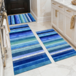 Three-piece kitchen rug set, non-slip and washable, abstract pattern kitchen hallway rug, soft and comfortable, suitable for sinks, floors, entrances, hallways and bathrooms.