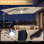 10x10 Ft Beige Solar LED Cantilever Patio Umbrella 360° Rotation Offset Hanging Umbrella with Lights - Image 3