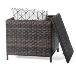 Outdoor PE Wicker Side Table with Storage, Patio Rattan End Table Square Container for Furniture Covers, Toys and Gardening Tools, Brown - Image 21
