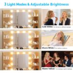 Oak-colored particleboard with a 7-drawer, 4-shelf dressing table set with 10 three-tone light bulbs, power strip, and grille. - Image 4