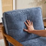 Mid-Century Oak Accent Chair - Deep Navy Blue Chenille Upholstered Single Lounge Chair, Sturdy Wood Frame Indoor Armchair (330LBS Weight Capacity) - Image 15
