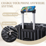20"/24"/28" 3 pcs/set in ABS Spinner Wheel Luggage, Carry on Suitcase, with Cup Holder & USB Port & Phone Holder (Black) - Image 17