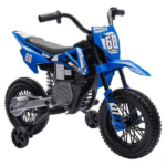 Blue 12V Kids Electric Motorcycle – Twist Handle Throttle, Safety Training Wheels, Rear Suspension System, Music Playback - Image 3
