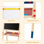 3-in-1 Kids Art Easel - Double-Sided Magnetic Board+Paper Roll, 26 Letter Magnets, Multicolor - Image 7