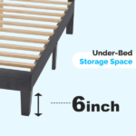 Dark Gray Queen Size Tufted Platform Bed Frame - Linen-Like Upholstery, Horizontal Stripe Headboard - Image 5