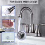 2-Handle 4-Inch Brushed Nickel Bathroom Faucet, Bathroom Vanity Sink Faucets with Pop-up Drain and Supply Hoses[Unable ship on weekends, TK/TEMU only for pickup, only TX10643 warehouse supports GOFO] - Image 6