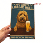 CIFbuy Retro Chic 2D Flat Iron Wall Art, Funny Poodle Drinking Beer Sign, That's What I Do I Know Things Quote, 8x12 Inch Decor TikTok, TikTok, s What I Do I Know Things Quote Self-pickup Logiopics - Image 5