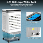 3 in 1 Portable Evaporative Cooler,720R,Indoor,Outdoor,461CFM Air Cooler with remote,Copper motor,5.28 Gal Water Tank & Scroll Casters, 4 Ice Packs,12H timer settings,Gray and White - Image 2