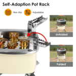 13KW Stepless Adjustable Camping Gas Stove Windproof 5 Burner Head Copper Preheating Tube, Piezo Ignition Compatible with Butane Propane ISO Canister Foldable Design with 33.5in Hose Storage Bag - Image 3