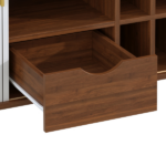 39" Fluted Liquor & Coffee Bar Cabinet with 6 Wine Racks and 3 Glass Holders, Mid-Century Modern Bar Cabinet with A Large Storage Drawer ,4 Hidden Storage Space on the Side , White - Image 8