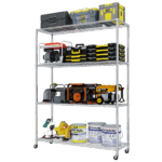 4-Layer Adjustable Shelf Iron Shelving Unit with 2'' Rubber Wheels for Home Use 46.06*17.72*64.96in Silver-Gray - Image 4
