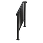 [Same Code 55022277 82359152]Artisasset Matte Black Outdoor 2-Step Iron Handrail - Image 14