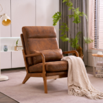 Same Code 28822889 High Back Solid Wood Armrest Backrest Iron Frame Bronzing Cloth Indoor Leisure Chair Orange - Image 18