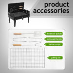 44*27*7cm Portable Square Charcoal Grill Black - Image 16