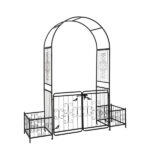 198.5*50*219cm Courtyard Arc Top With Door With Planting Frame Iron Art Iron Arch Black - Image 8