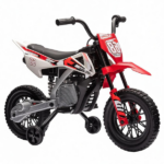 Red 12V Kids Electric Motorcycle – Twist Handle Throttle, Safety Training Wheels, Rear Suspension System, Music Playback - Image 9