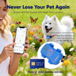 GPS Pet Tracker for Dogs Cats Built-in IoT Sim WiFi Tracking Unlimited Distance QR Code Anti-Lost Locator, Subscription Required