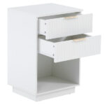 White P2 Density Board Wavy Pattern Drawer Front Two-Drawer Bedside Cabinet - Image 3