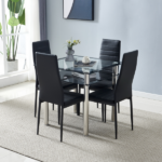 4pcs Elegant Assembled Stripping Texture High Backrest Dining Chairs Black Replace encoding 13028198-18410366 - Image 142