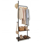 3-in-1 Rolling Clothes Rack with Storage Basket & Hooks, Metal Garment Rack for Laundry Bedroom - Black - Image 26