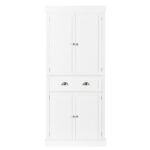 One Door & Three Layers Bathroom Cabinet White - Image 21