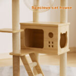 48.8" Modern Cat Tower, Wood Cat Tree Tower for Indoor Cats, Cat Treewith Sisal-Covered Scratching Posts and Top Perch, Cat Condo with Acrylic Hammock for Small Large Cats -Does not support self pick - Image 5