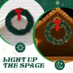 Replace 35948786 60in Pre-lit Christmas Wreath, Lighted Artificial Xmas Wreath with 220 Warm & Multi-color Lights and 600 PVC Tips, Remote Control Stepless Dimming, for Front Door Gate Wall Xmas Party Decorations, Gre - Image 4