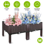 Raised Garden Bed Planter Box, 3 Size Options Self-Watering Elevated Garden Bed, Lightweight PP Material Planting Container for Vegetables Herbs Flowers Outdoor Patio Balcony-M - Image 3