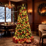 6 FT Pre-Lit Artificial Christmas Tree with 350 Dual Color LED Lights, 845 Branch Tips Hinged PVC Xmas Tree with Remote Timer 9 Lighting Modes Foldable Metal Stand for Indoor Holiday Decor - Image 9