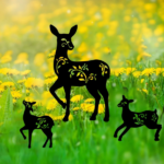 CIFbuy Vintage 3 Pack Black Metal Deer Garden Stakes Outdoor Lawn Decor Patio Yard Art Landscape Accents Housewarming Gift (TikTok, temu pick-up service)