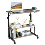 Grey Oak P2 15MM Particle Board with Melamine Coating Adjustable Computer Desk with 3 USB + 2 AC Outlets - Image 9