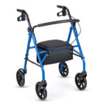 2-in-1 Rollator Walker with Seat (Blue), 8-Inch Large Wheels & Versatile Braking System, Adjustable Height - Image 2