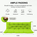 Outdoor Swing Cushions 60 Inch, Waterproof 4" Thick Porch Swing Cushion Replacement with Backrest and Ties, Comfortable 2-3 Seat Pation Swing Pad for Backyard, Garden, Lawn, Outdoor Furniture grass green - Image 4